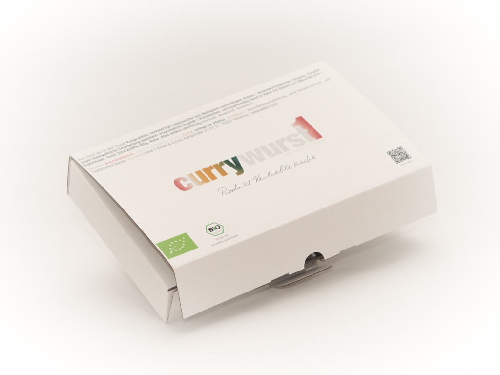 Beispiel offset kaschierte Verpackung - Currywurst Verpackung